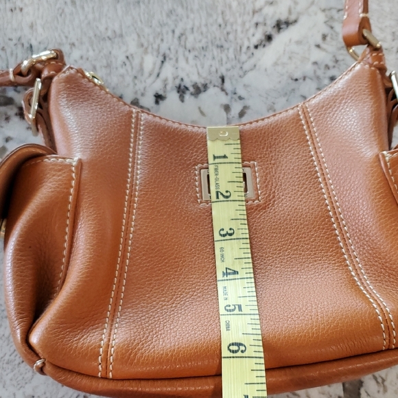 Dooney & Bourke Cognac Brown Pebbled Leather Crossbody Satchel Bag - Picture 11 of 17